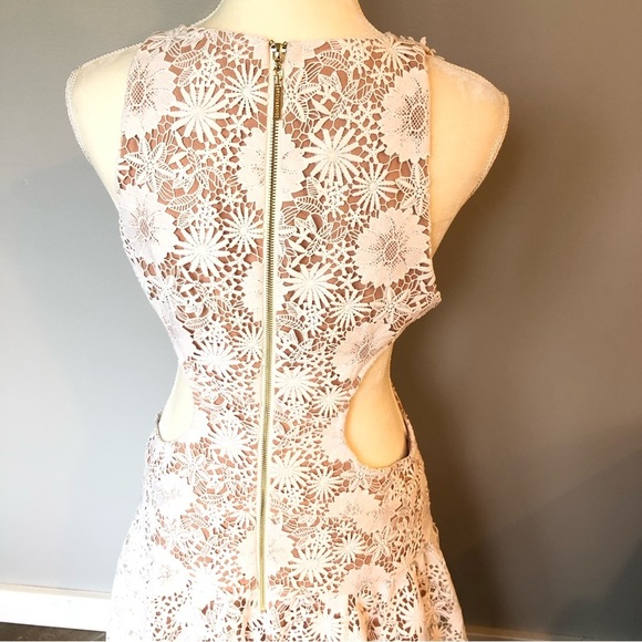 Bronx & Banco Daisy Midi Dress White Tan Size 10 NWT - Picture 13 of 16